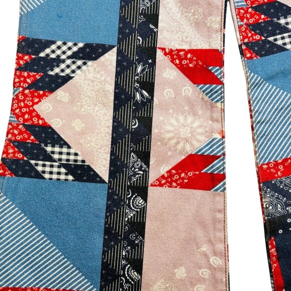 Wrangler Heritage Wanderer High Rise Flare 25/32 Patchwork Western Boho Jeans - Picture 6 of 9